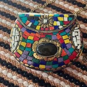 Colorful hard shell boho purse!